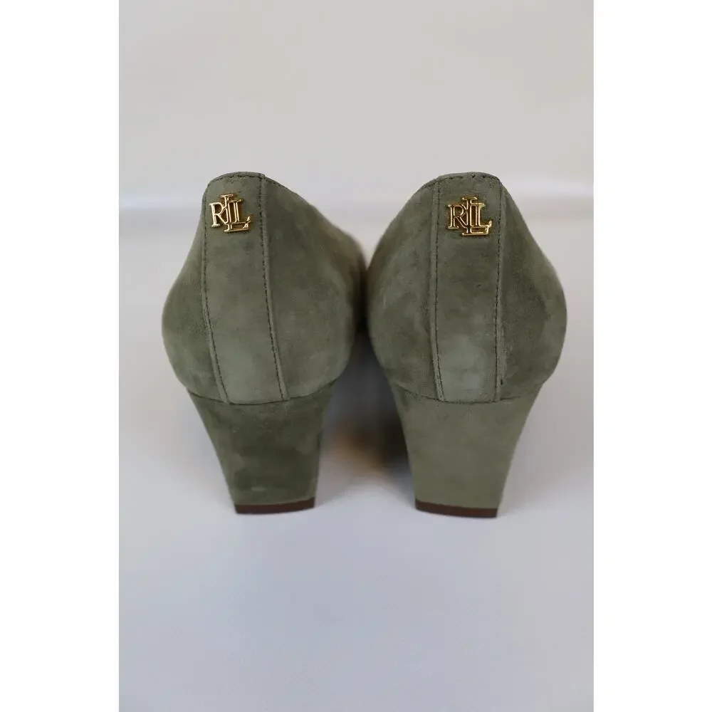 NEW Lauren Ralph Lauren Whitney Pump Heels Women's Olive Green Suede Size 8.5B